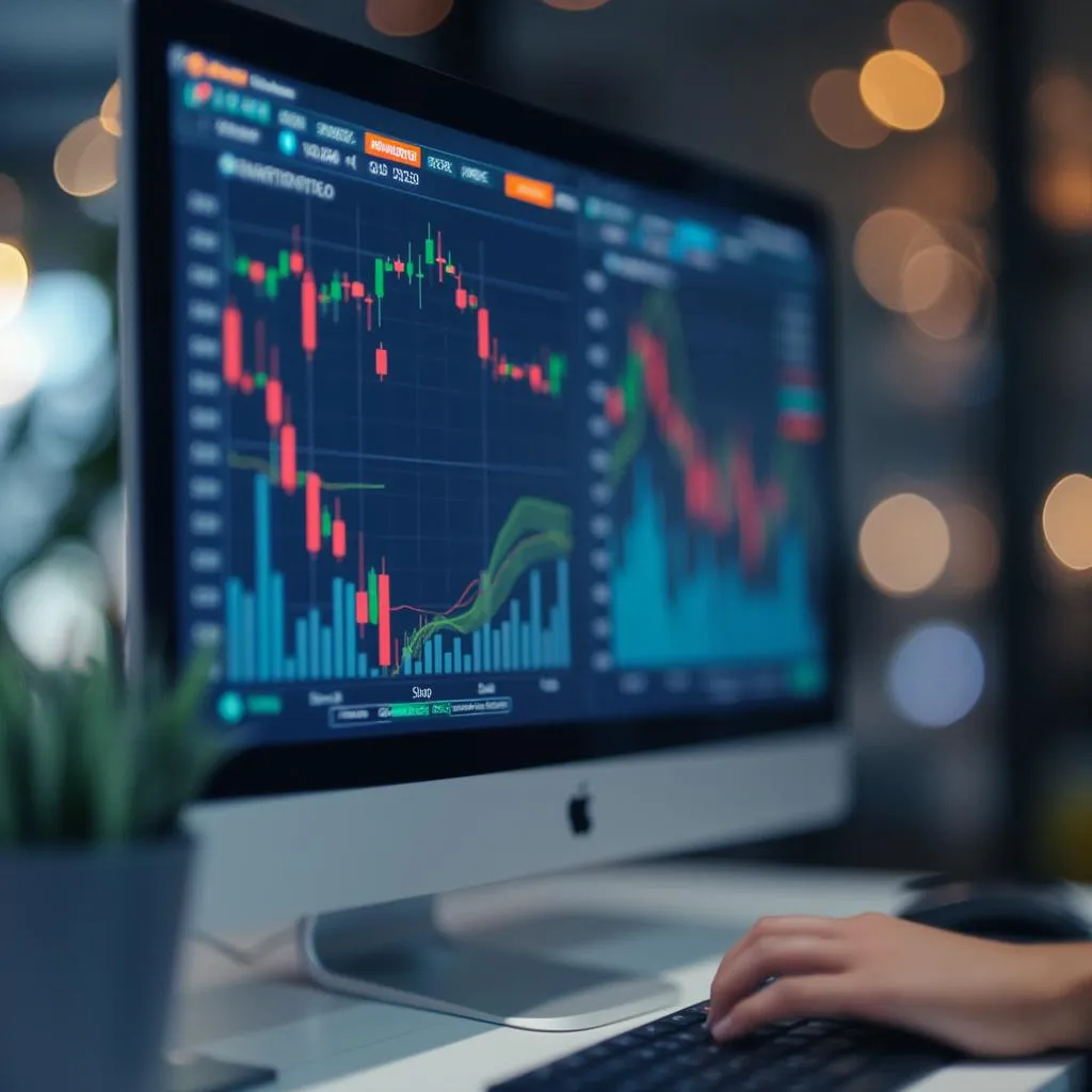 Análisis de datos financieros complejos en una pantalla de computadora